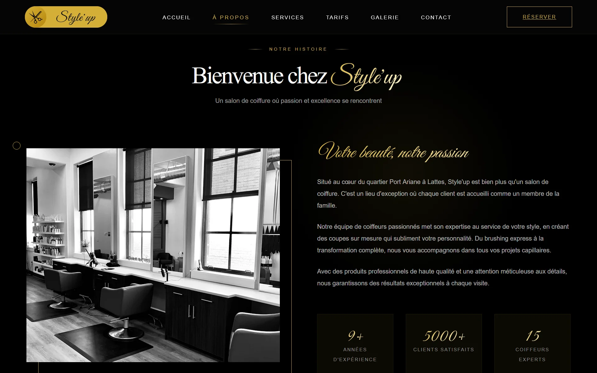 Site one page Styl'Up - créé par RJ6 agence web Montpellier